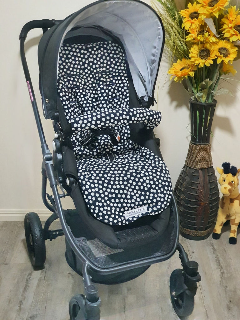 Pram/stroller seat liner-Dots,Navy blue
