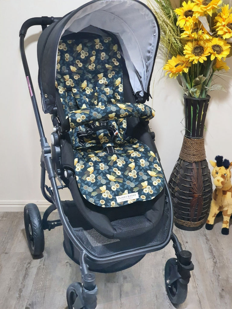 Pram/stroller seat liner-Australian golden birds