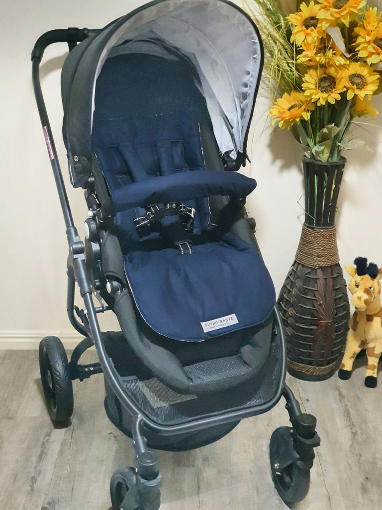 Pram/stroller seat liner-Dots,Navy blue