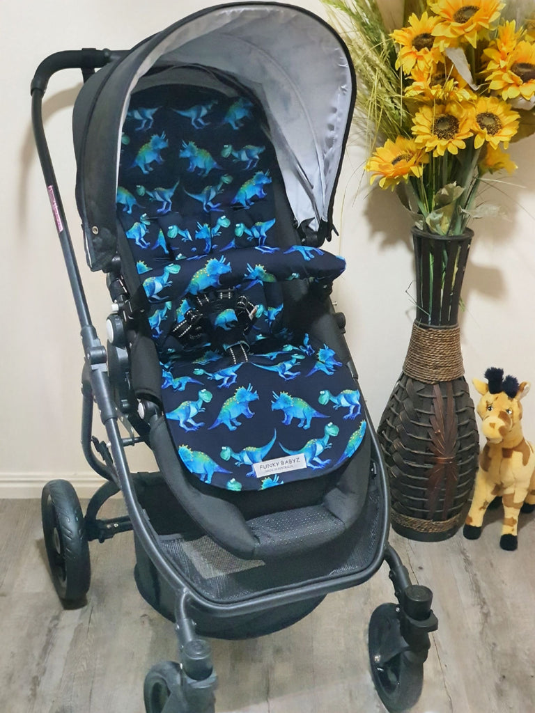 Pram/stroller seat liner-Steggy & T dinosaurs