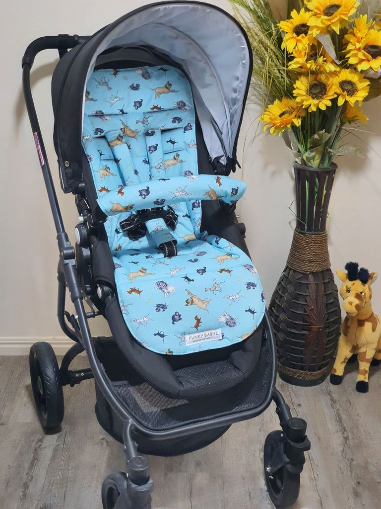 Pram/stroller seat liner-Hairy maclary,blue