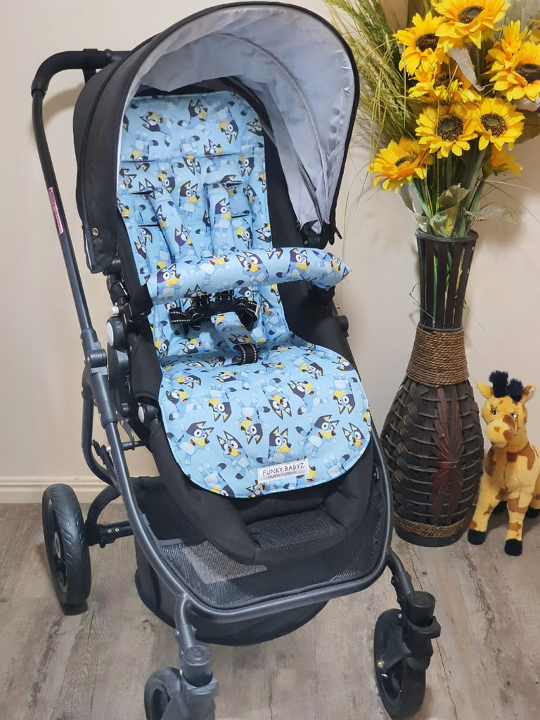 Pram/stroller seat liner-Australian bluey dog,blue