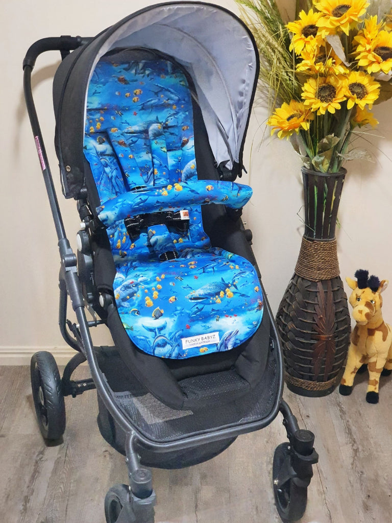 Pram/stroller seat liner-Reef life,sea life