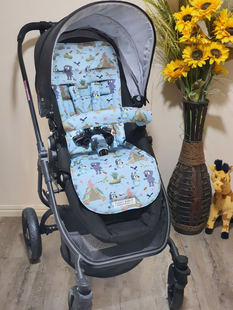 Pram/stroller seat liner-Australian bluey dog,camping