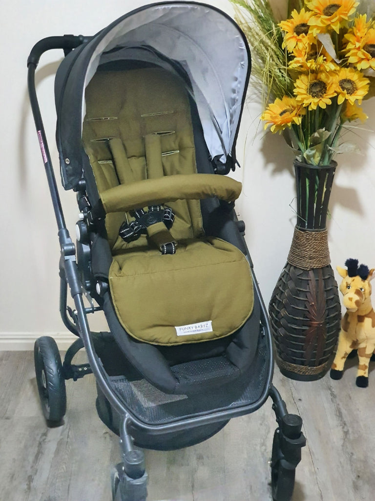 Pram/stroller seat liner-Khaki gingham