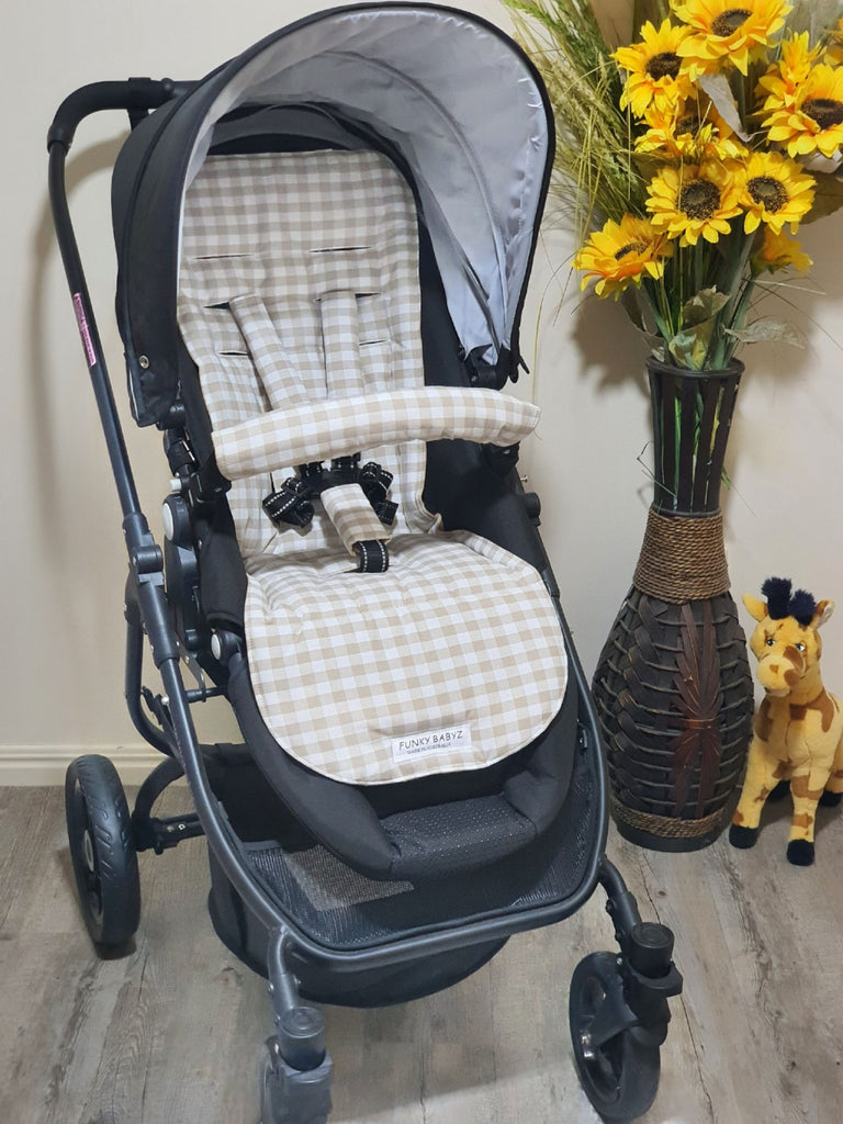 Pram/stroller seat liner-Lion gingham