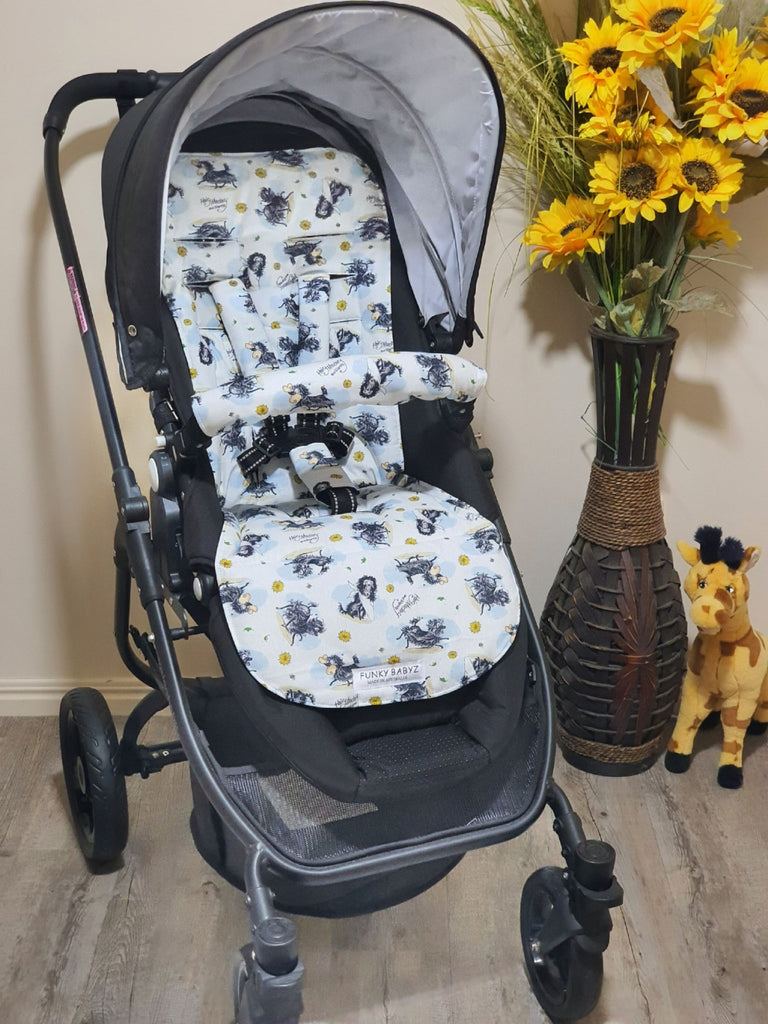 Pram/stroller seat liner-Hairy maclary,white