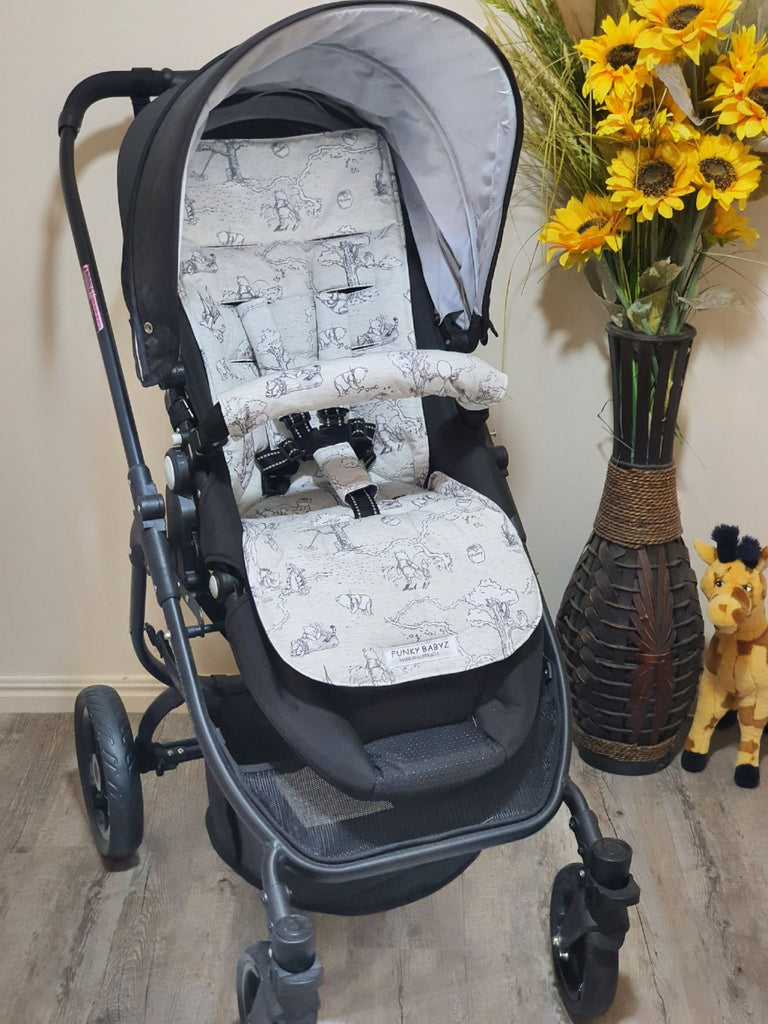 Pram/stroller seat liner-Winnie the pooh bear,friends
