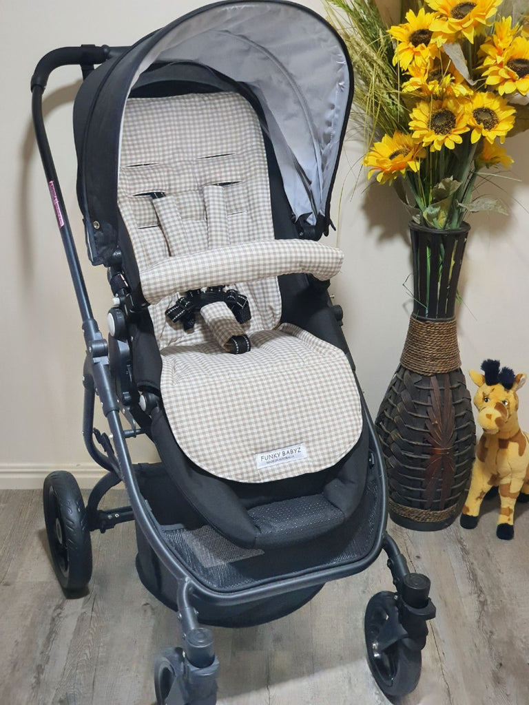 Pram/stroller seat liner-Lion gingham,mini squares