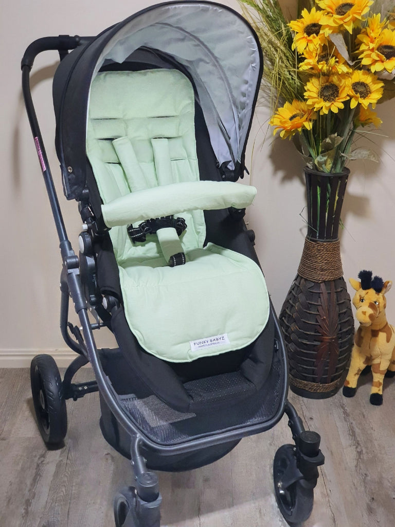 Pram/stroller seat liner-Pastel gingham,green