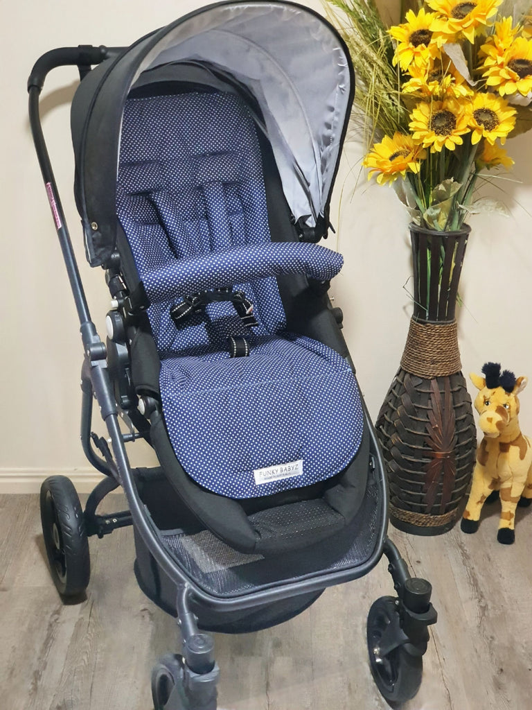 Pram/stroller seat liner-Dots,Powder blue