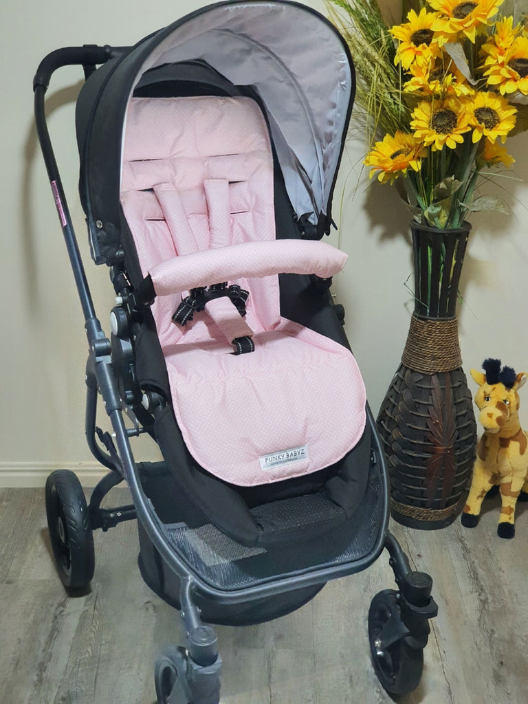 Pram/stroller seat liner-Pin spots,baby pink