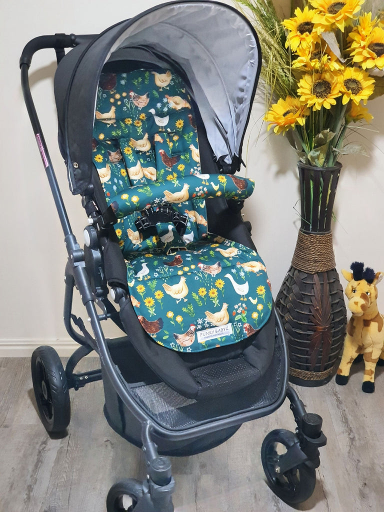Pram/stroller seat liner-Chicken field