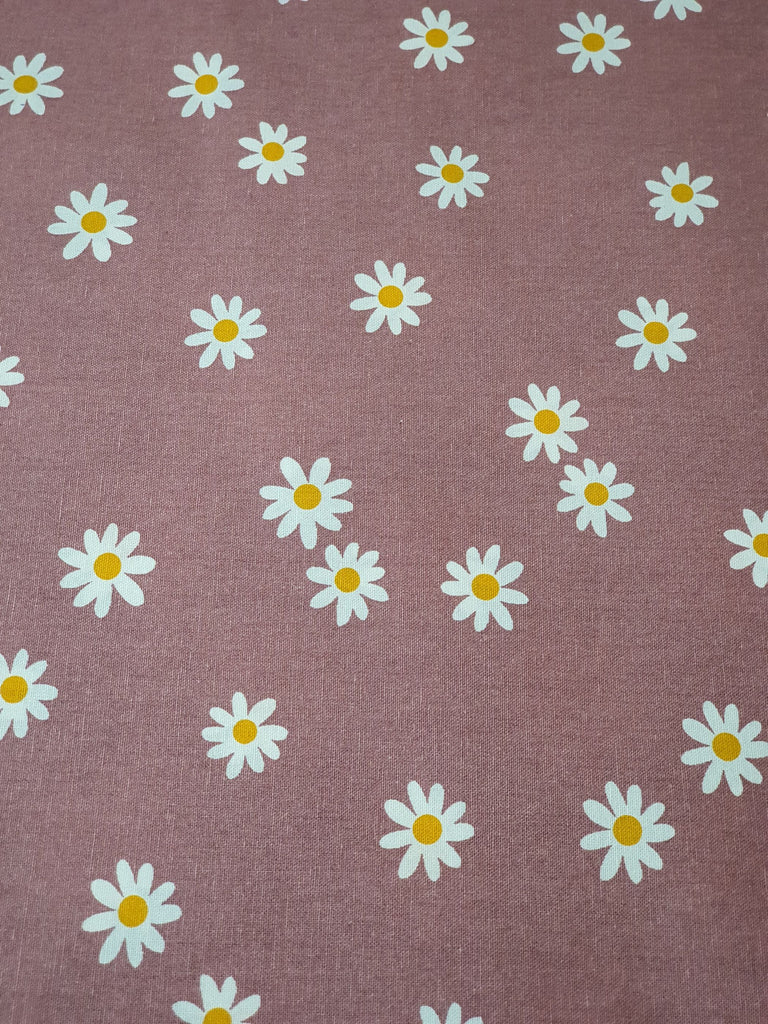 Pram/stroller seat liner-Dusty pink with white daisy