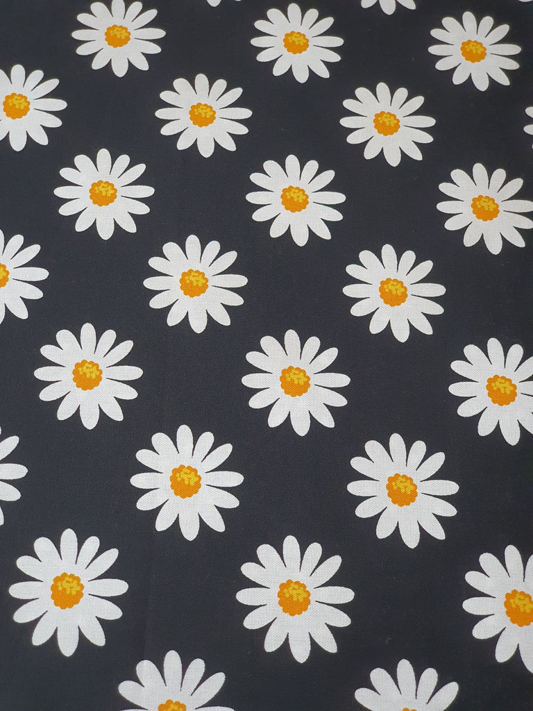 Pram/stroller seat liner-Large daisy,black