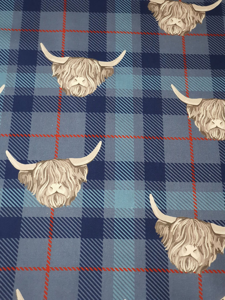 Pram/stroller seat liner-Highland cow,check