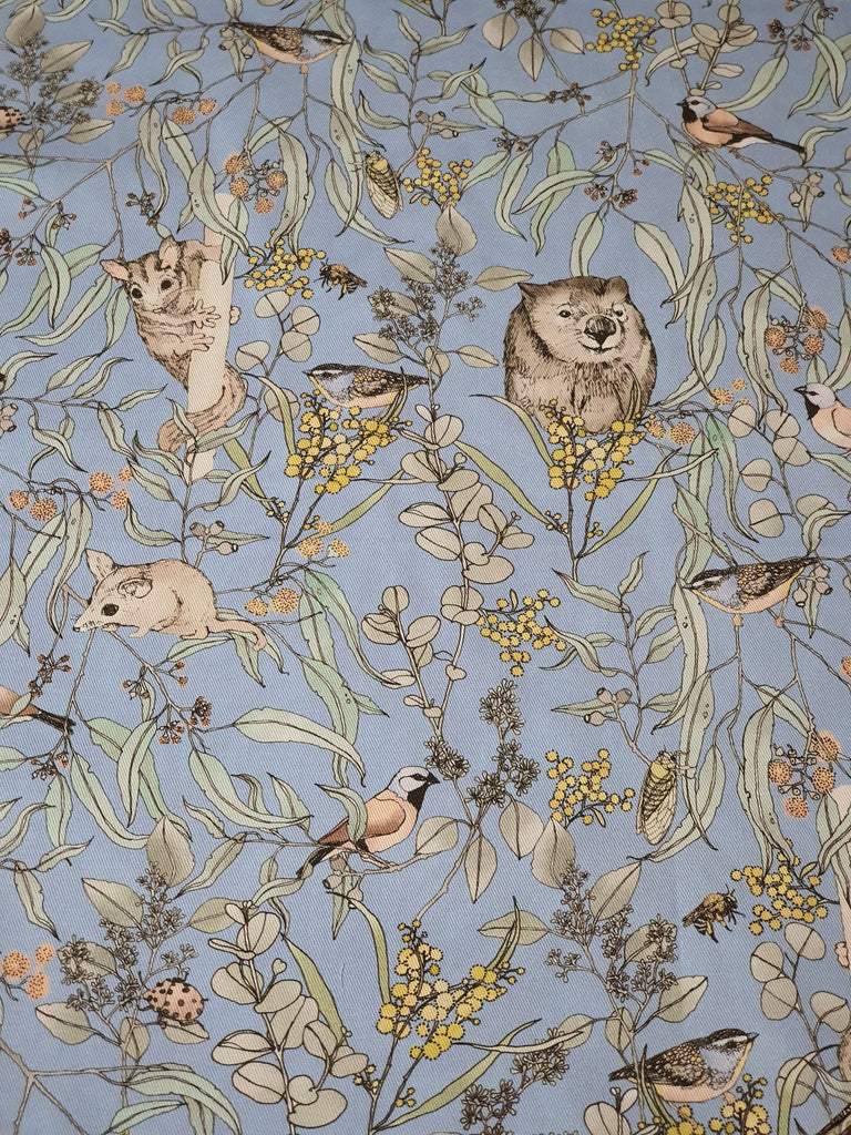 Pram/stroller seat liner-Australian wombats and wattle