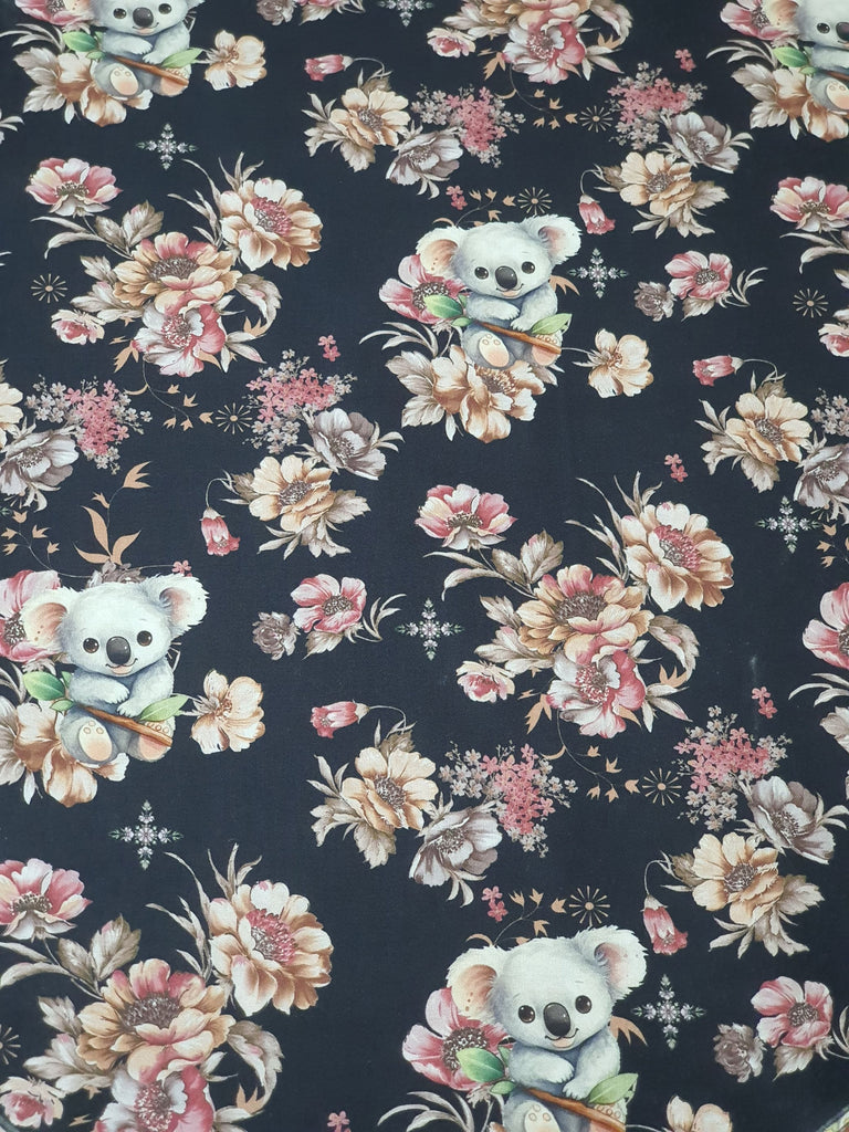 Pram/stroller seat liner-Cute koala floral