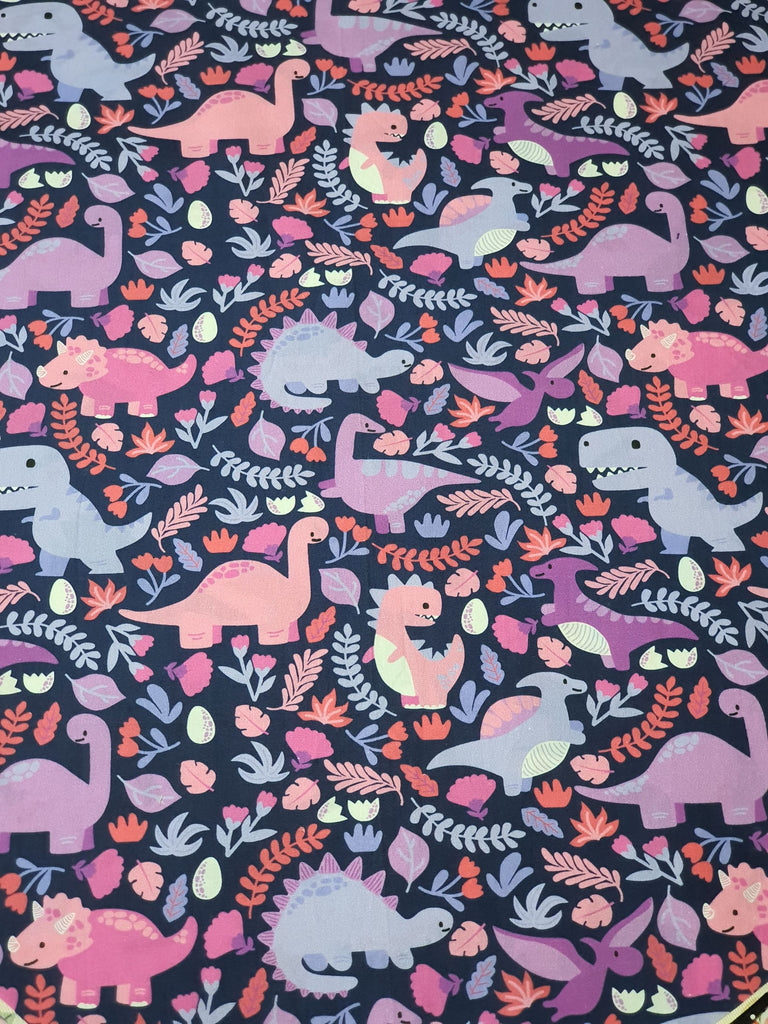 Pram bassinet liner-Pink and purple dinosaurs