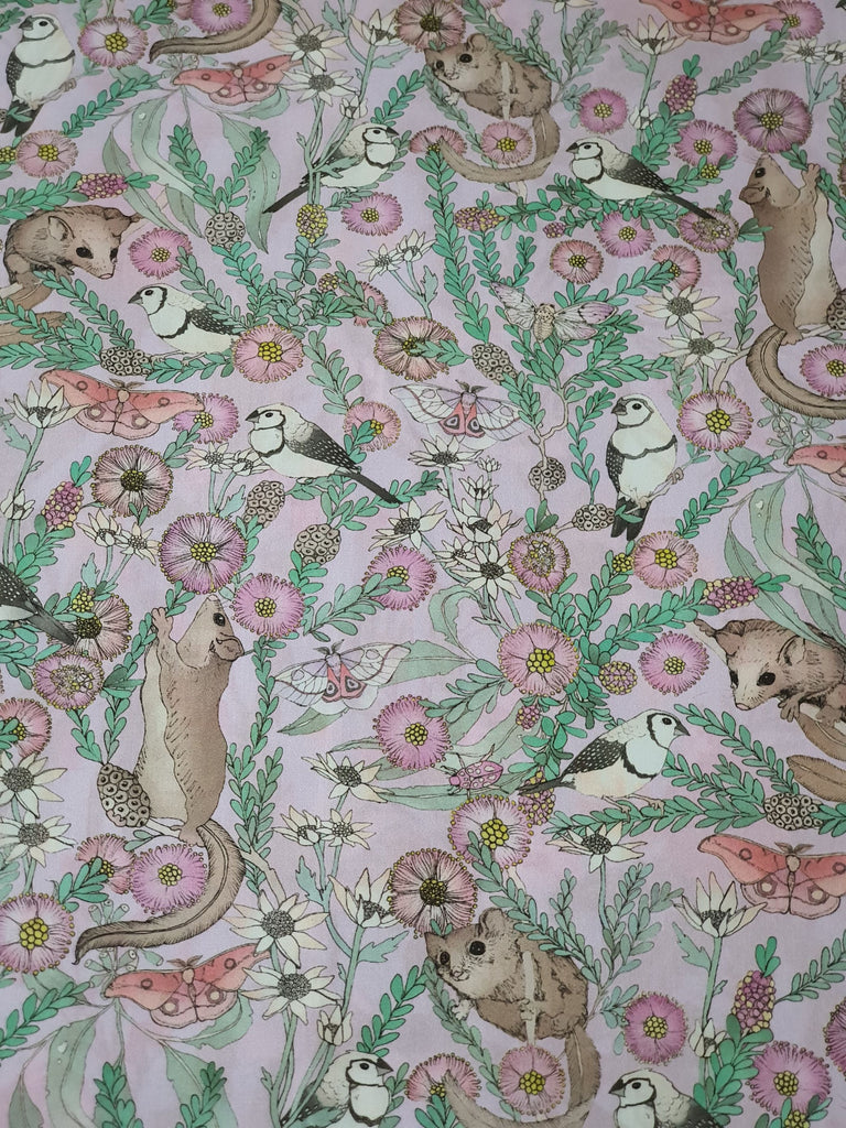 Pram/stroller seat liner-Pretty pink Australian animals