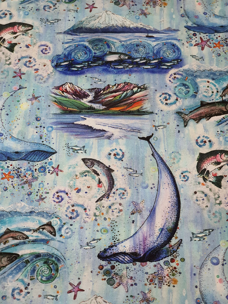 Pram/stroller bassinet liner-Wild waters,ocean  friends