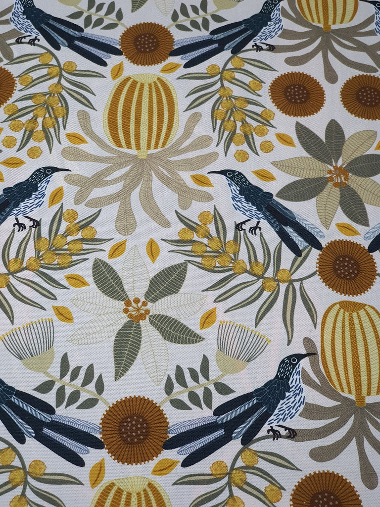 Pram/stroller bassinet liner-Honeyeater wattlebird natural