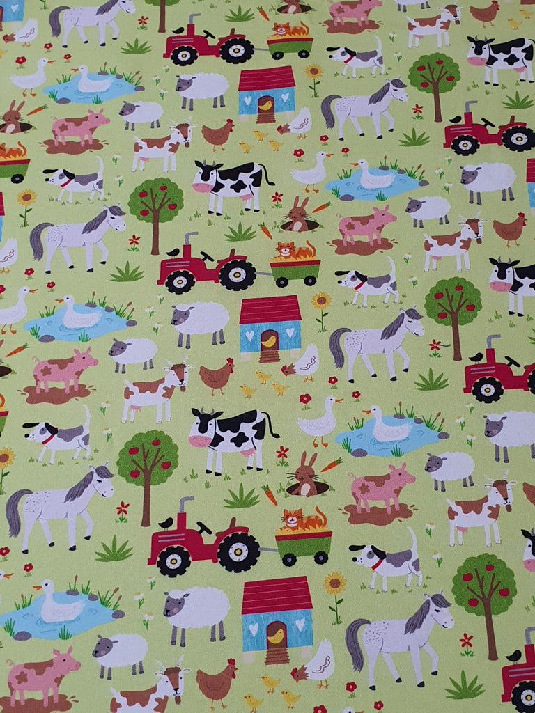 Pram/stroller seat liner-Green farmyard