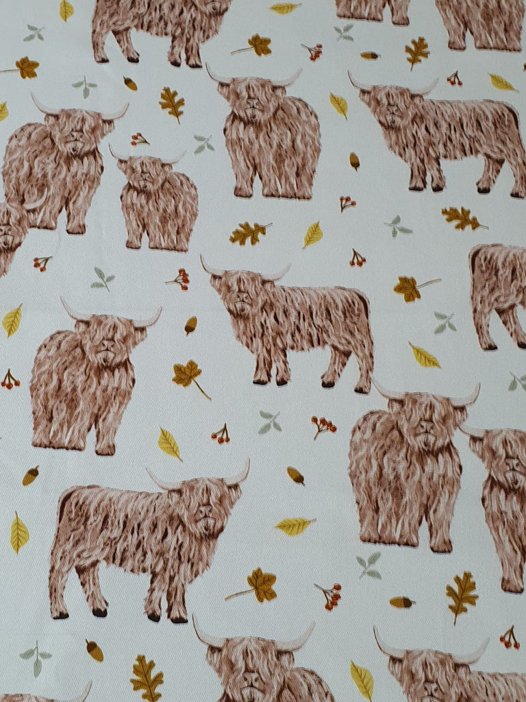 Pram/stroller seat liner-Highland cows,autumn leaves
