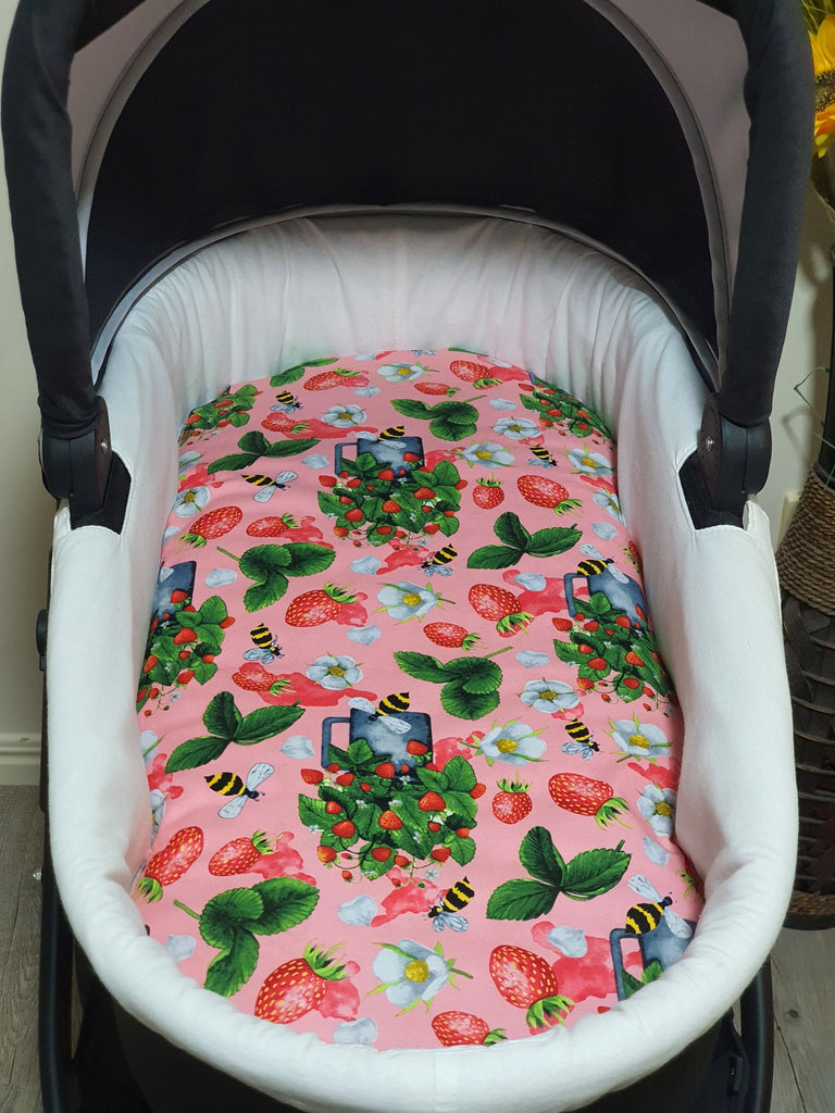 Pram/stroller bassinet liner-Strawberry garden
