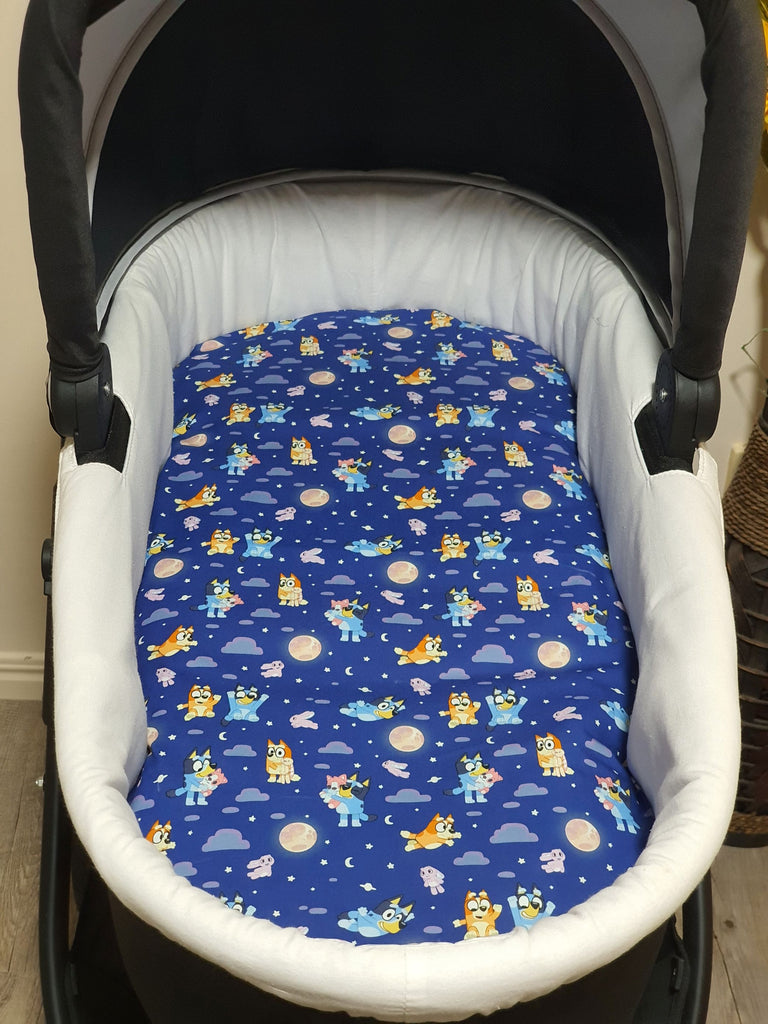 Pram/stroller bassinet liner-Bluey,bedtime