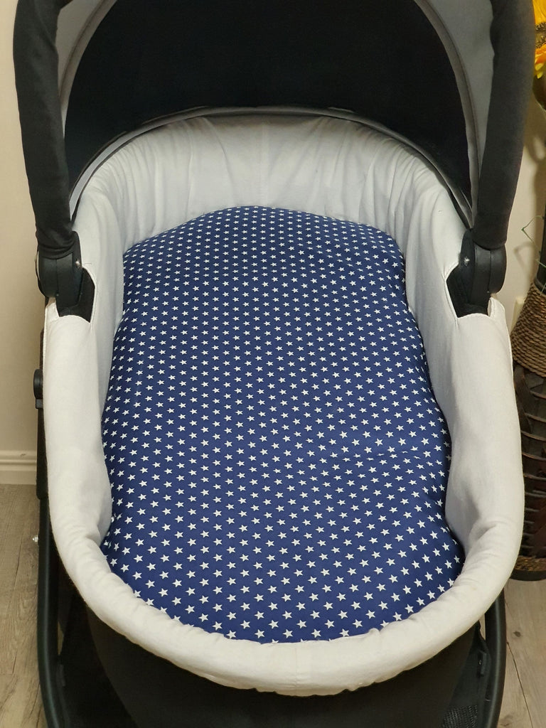 Pram bassinet liner-Stars on navy blue