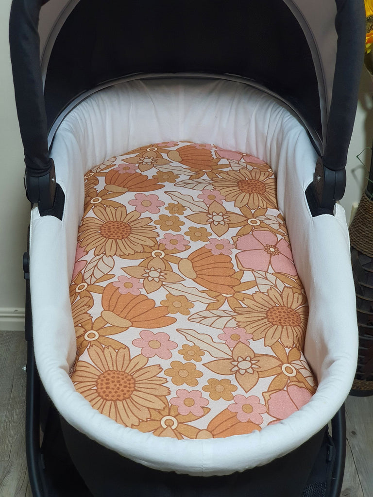 Pram bassinet liner-Retro pastel blooms