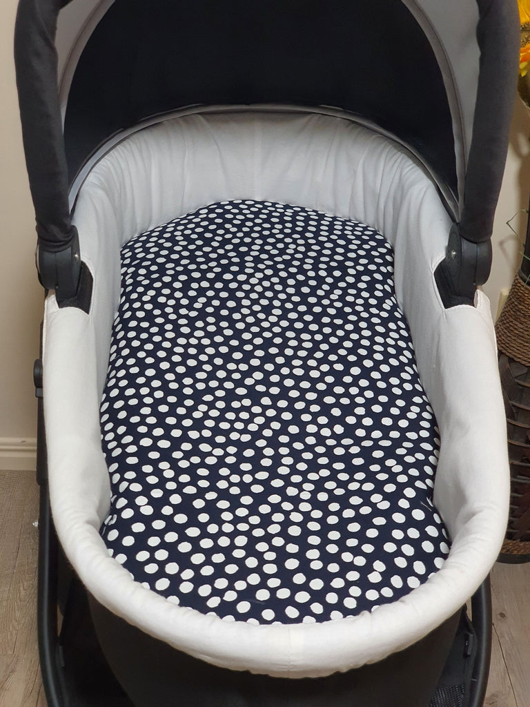 Pram/stroller bassinet liner-Dots,navy blue