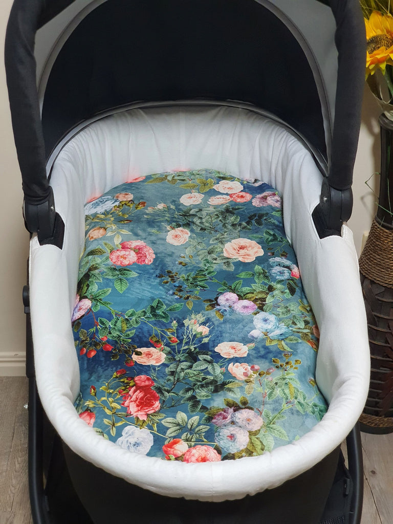 Pram bassinet liner-Watercolour roses