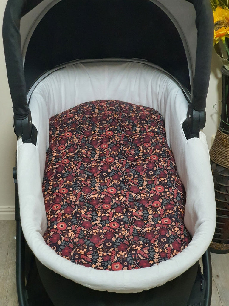 Pram bassinet liner-Vintage brown floral