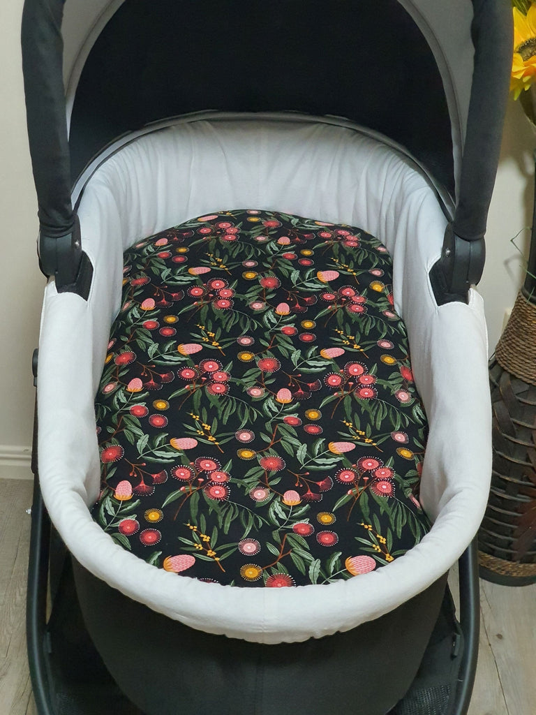 Pram/stroller bassinet liner-Australian eucalyptus flowers