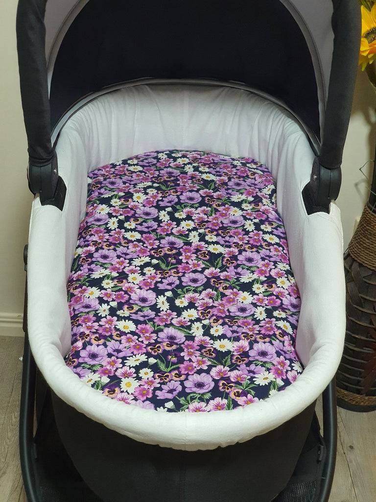 Pram/stroller bassinet liner-Petite purple roses