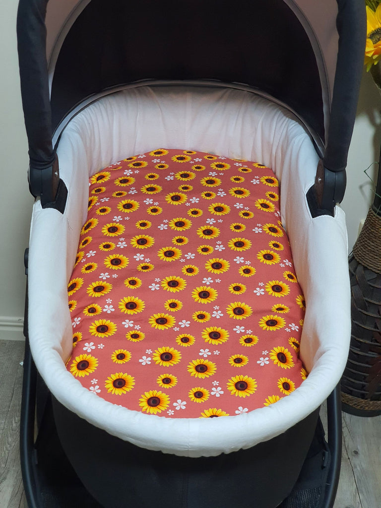 Pram/stroller bassinet liner-Rustic sunflowers
