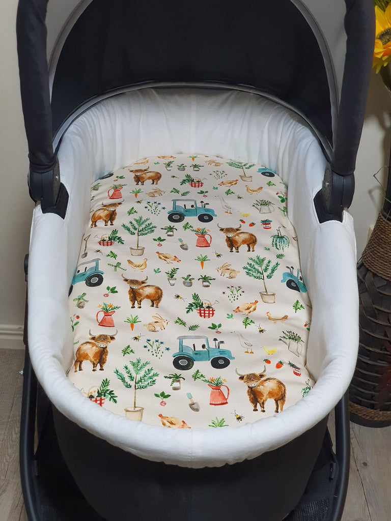 Pram/stroller bassinet liner-Highland cow,farm