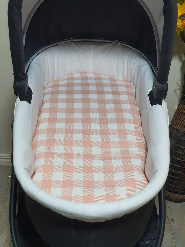 Pram/stroller bassinet liner-Pastel gingham,pink