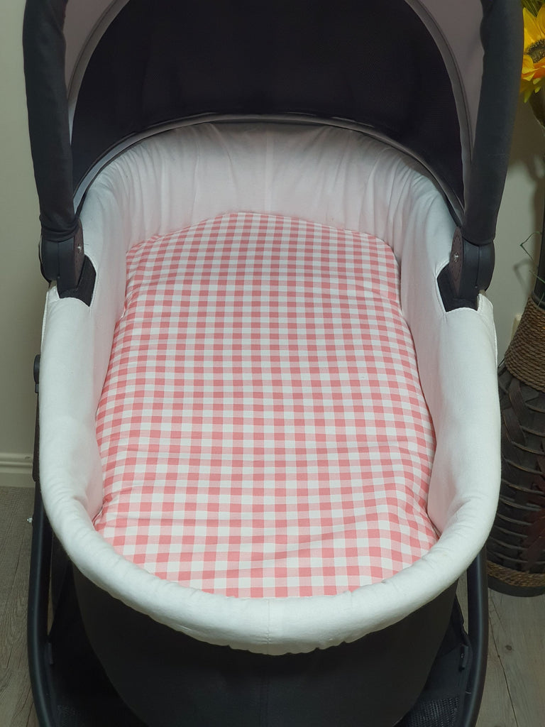 Pram/stroller bassinet liner-Candy pink gingham