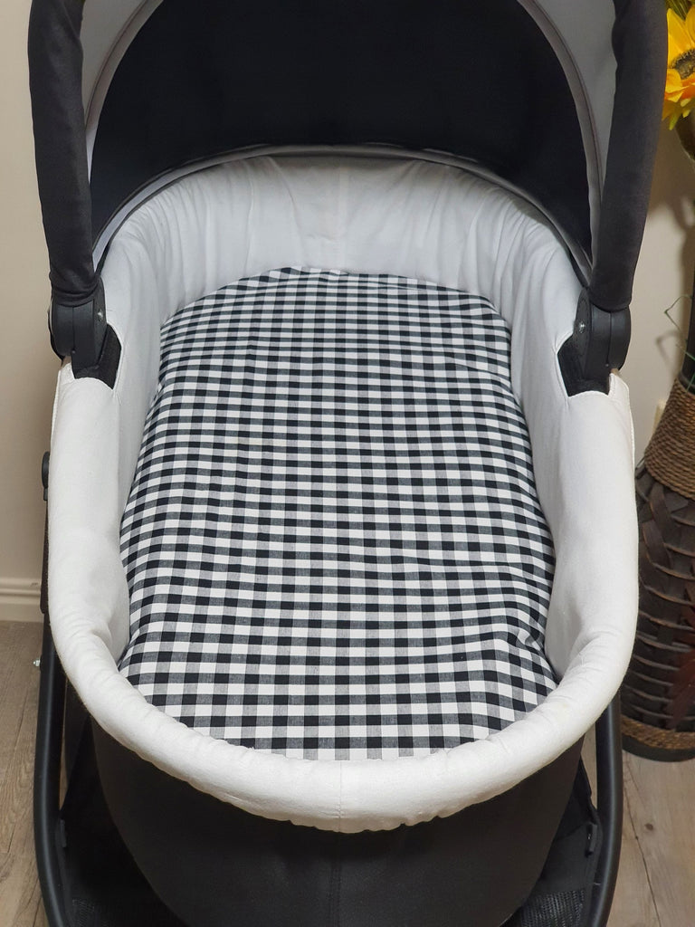 Pram/stroller bassinet liner-Black gingham,small squares