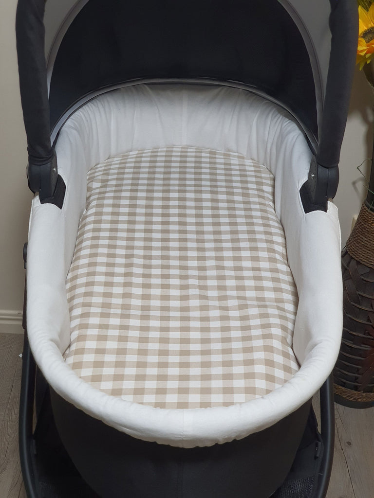 Pram/stroller bassinet liner-Lion brown gingham