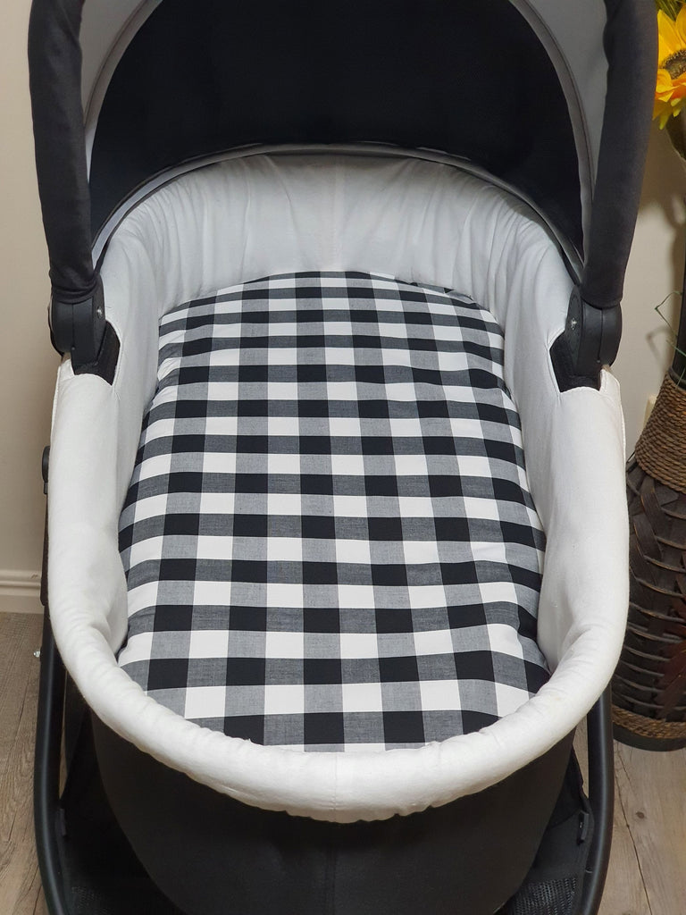 Pram/stroller bassinet liner-Black gingham,large squares