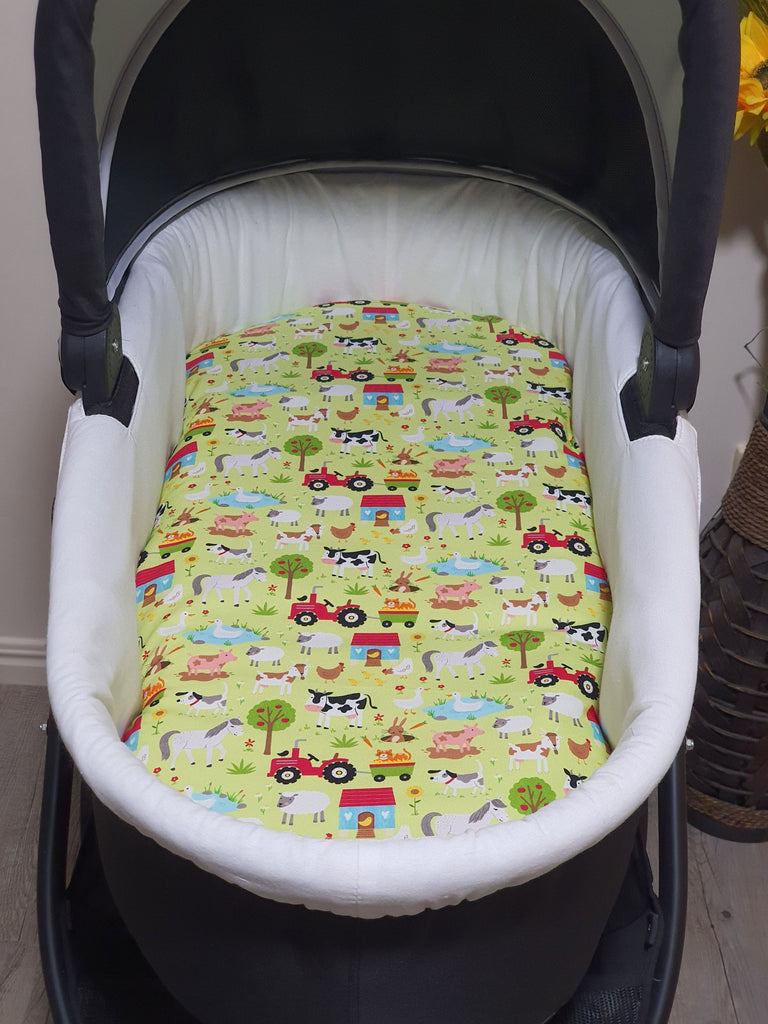 Pram/stroller bassinet liner-Farmyard,green