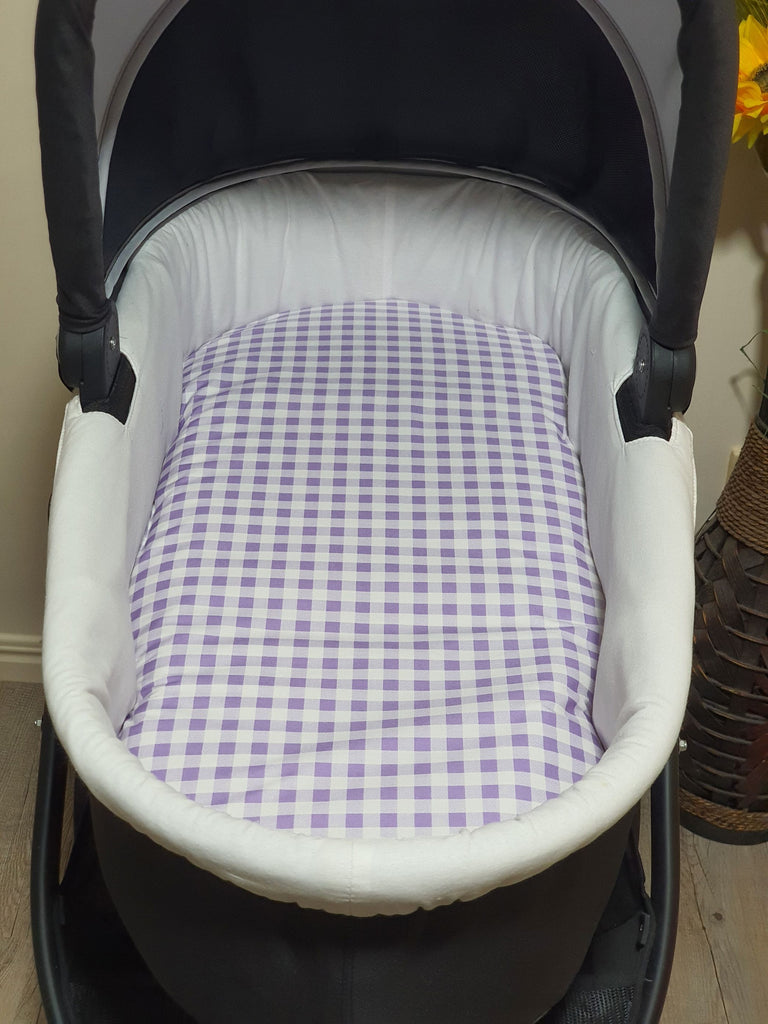 Pram/stroller bassinet liner-Lavender gingham