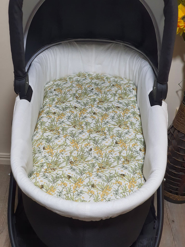 Pram/stroller bassinet liner-Australian bee,wattle flowers