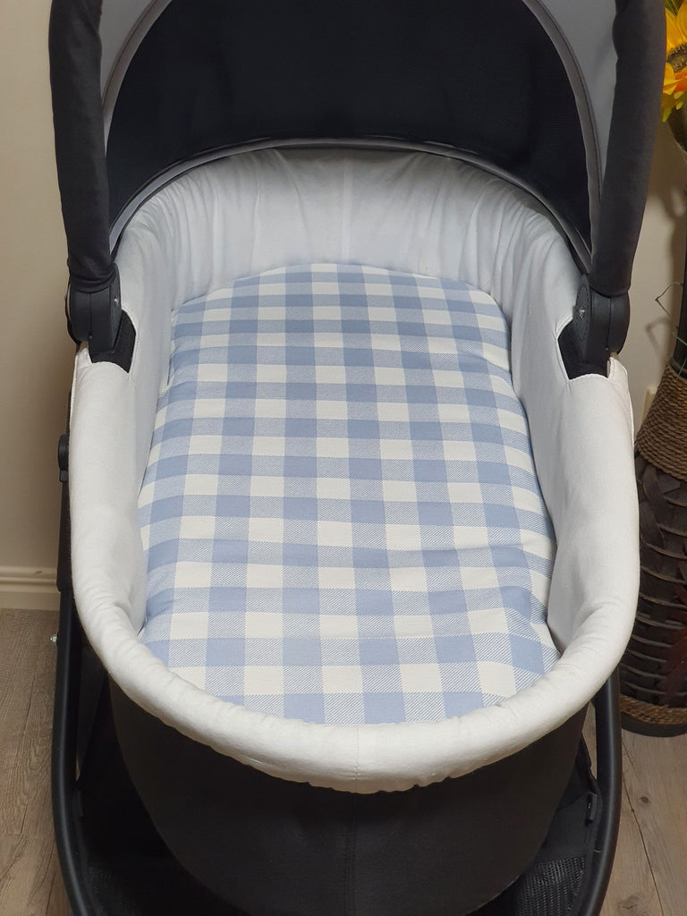 Pram/stroller bassinet liner-Pastel gingham,blue
