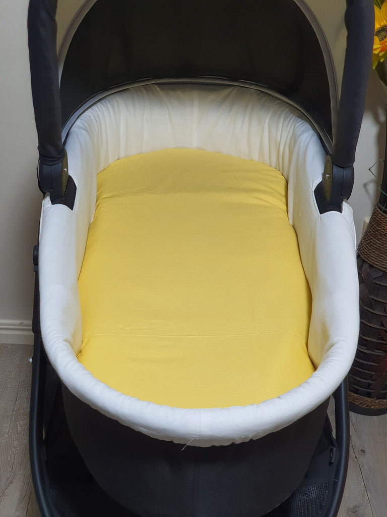 Pram/stroller bassinet liner-Organic gingham,yellow