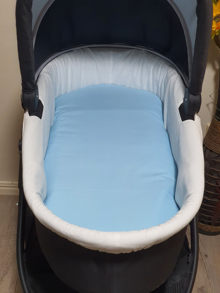 Pram/stroller bassinet liner-Pastel gingham,blue